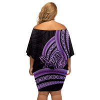 Purple Polynesia Easter Day Family Matching Off Shoulder Short Dress and Hawaiian Shirt Eggs With Bunny Polynesian Pattern LT14 - Polynesian Pride