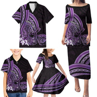 Purple Polynesia Easter Day Family Matching Puletasi and Hawaiian Shirt Eggs With Bunny Polynesian Pattern LT14 - Polynesian Pride