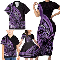 Purple Polynesia Easter Day Family Matching Short Sleeve Bodycon Dress and Hawaiian Shirt Eggs With Bunny Polynesian Pattern LT14 - Polynesian Pride