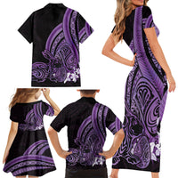 Purple Polynesia Easter Day Family Matching Short Sleeve Bodycon Dress and Hawaiian Shirt Eggs With Bunny Polynesian Pattern LT14 - Polynesian Pride