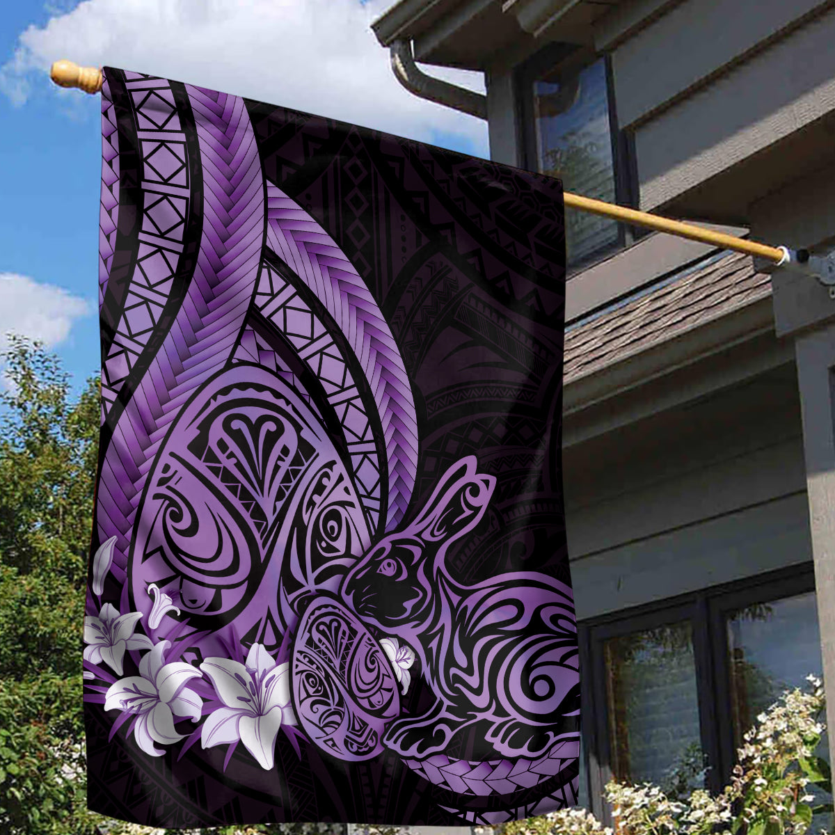 Purple Polynesia Easter Day Garden Flag Eggs With Bunny Polynesian Pattern LT14 - Polynesian Pride