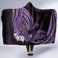 Purple Polynesia Easter Day Hooded Blanket Eggs With Bunny Polynesian Pattern LT14 - Polynesian Pride