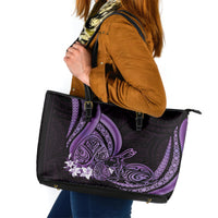Purple Polynesia Easter Day Leather Tote Bag Eggs With Bunny Polynesian Pattern LT14 Purple - Polynesian Pride