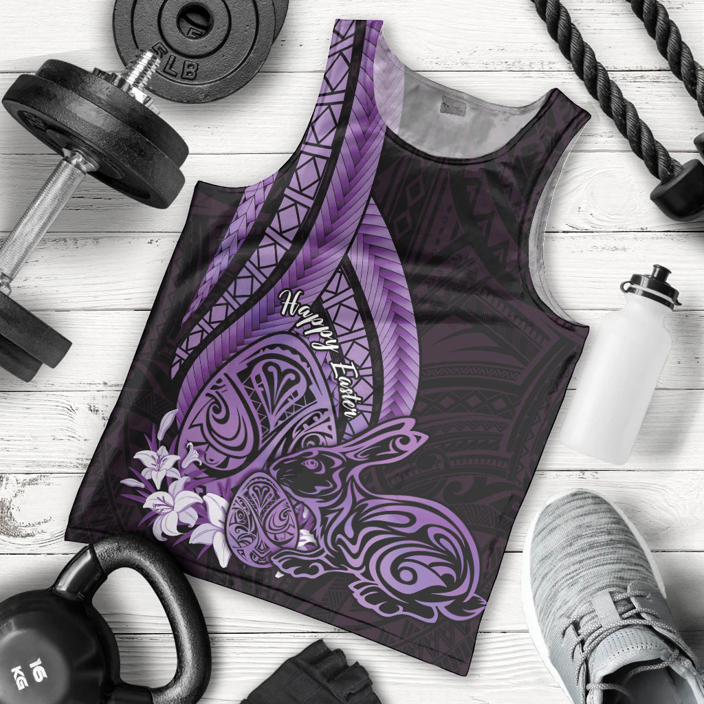 Purple Polynesia Easter Day Men Tank Top Eggs With Bunny Polynesian Pattern LT14 - Polynesian Pride