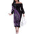 Purple Polynesia Easter Day Off The Shoulder Long Sleeve Dress Eggs With Bunny Polynesian Pattern