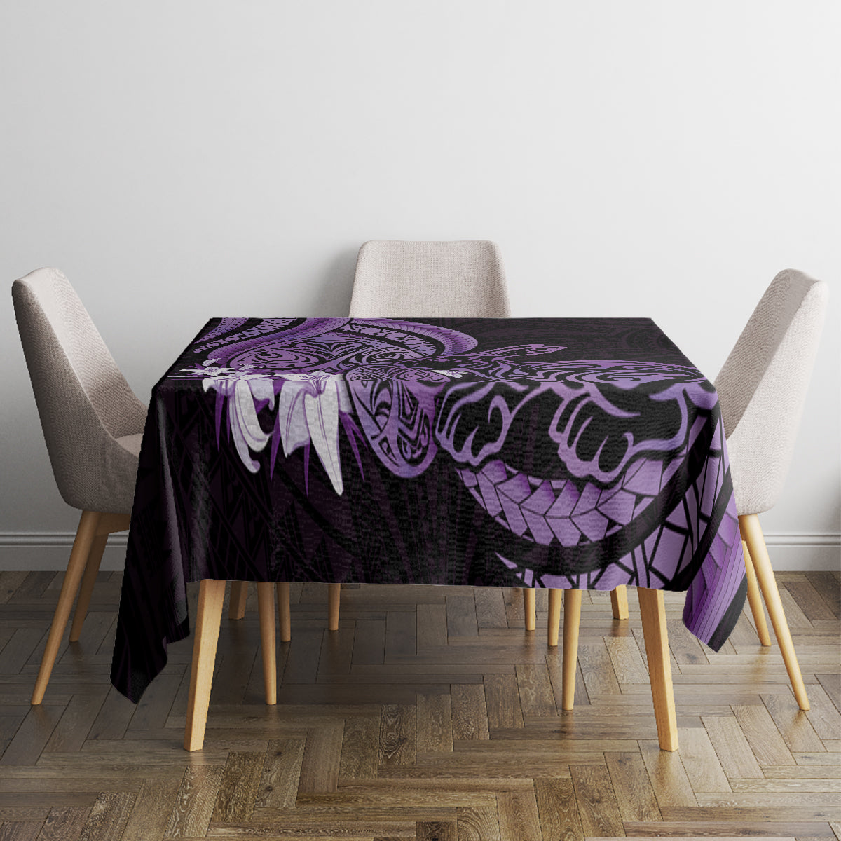 Purple Polynesia Easter Day Tablecloth Eggs With Bunny Polynesian Pattern LT14 - Polynesian Pride