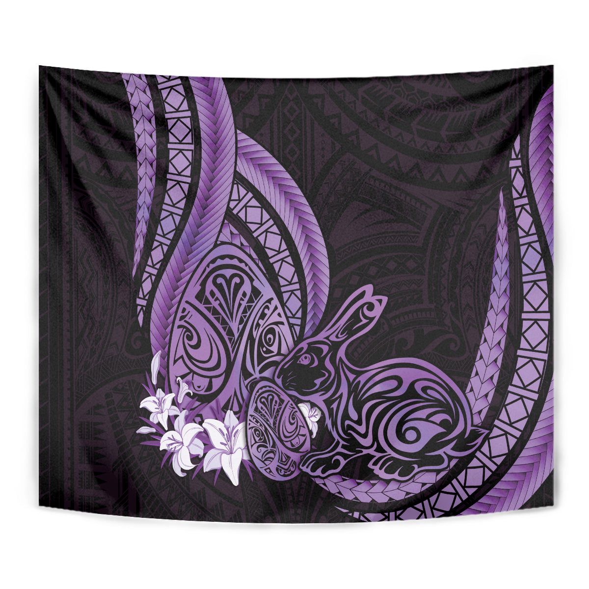 Purple Polynesia Easter Day Tapestry Eggs With Bunny Polynesian Pattern LT14 - Polynesian Pride
