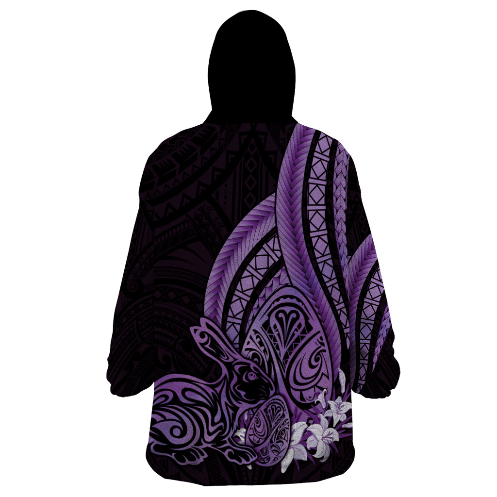Purple Polynesia Easter Day Wearable Blanket Hoodie Eggs With Bunny Polynesian Pattern LT14 - Polynesian Pride