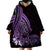 Purple Polynesia Easter Day Wearable Blanket Hoodie Eggs With Bunny Polynesian Pattern