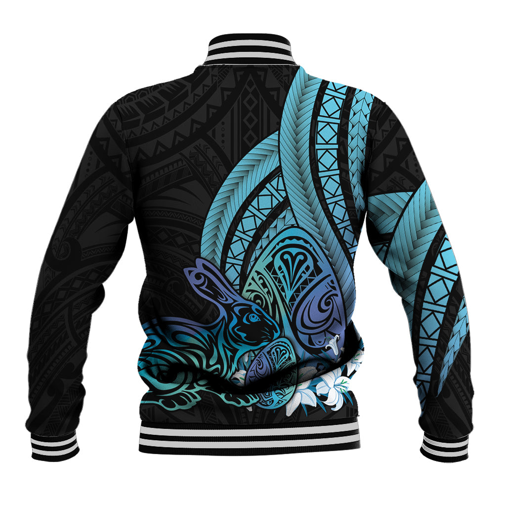 Turquoise Polynesia Easter Day Baseball Jacket Eggs With Bunny Polynesian Pattern LT14 - Polynesian Pride