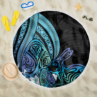 Turquoise Polynesia Easter Day Beach Blanket Eggs With Bunny Polynesian Pattern LT14 One Size 150cm Turquoise - Polynesian Pride