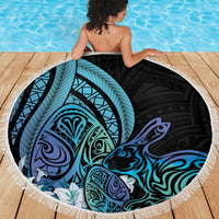 Turquoise Polynesia Easter Day Beach Blanket Eggs With Bunny Polynesian Pattern LT14 - Polynesian Pride