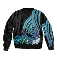Turquoise Polynesia Easter Day Bomber Jacket Eggs With Bunny Polynesian Pattern LT14 - Polynesian Pride