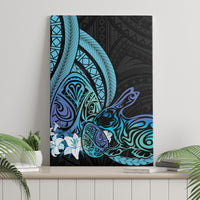 Turquoise Polynesia Easter Day Canvas Wall Art Eggs With Bunny Polynesian Pattern LT14 - Polynesian Pride