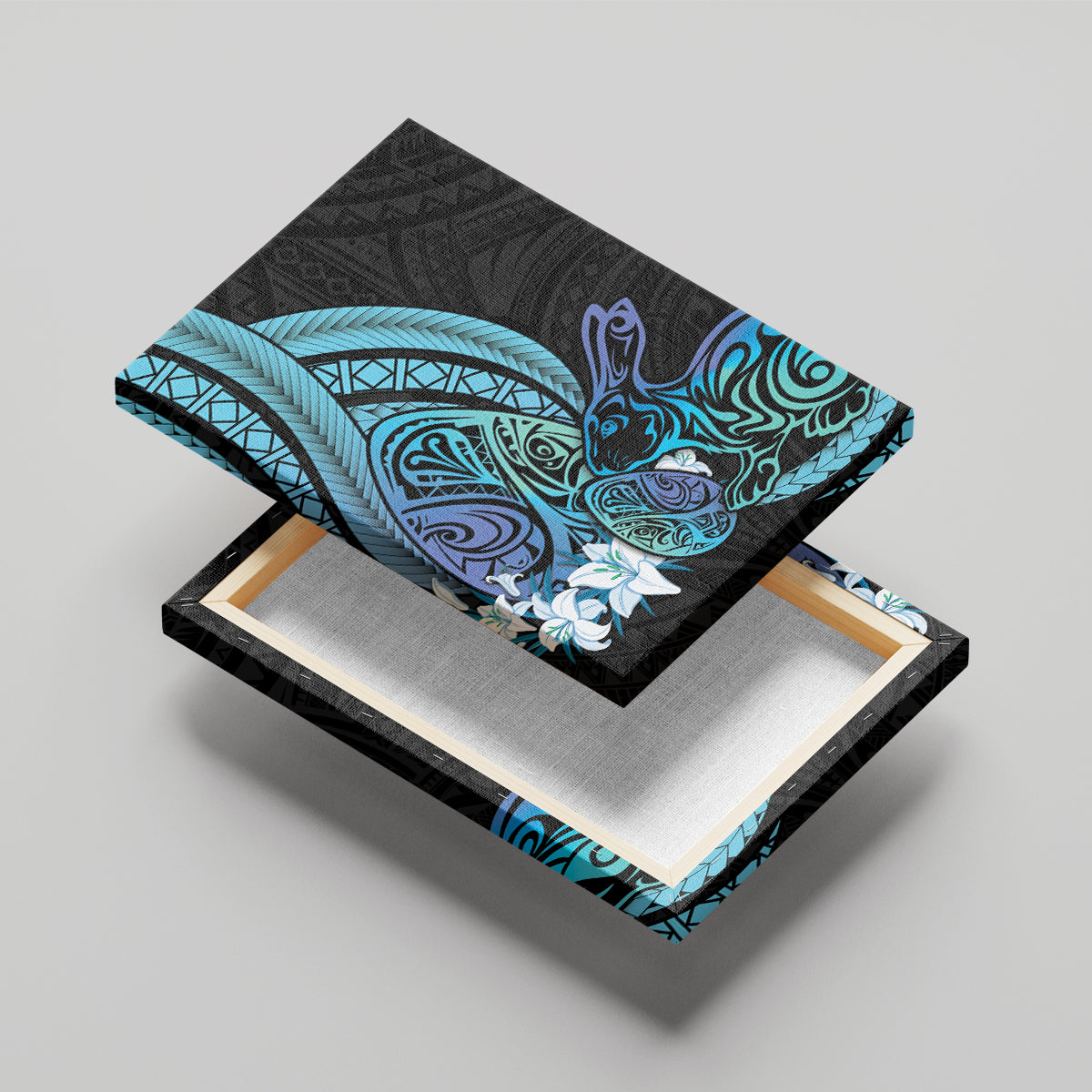 Turquoise Polynesia Easter Day Canvas Wall Art Eggs With Bunny Polynesian Pattern LT14 - Polynesian Pride