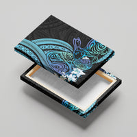 Turquoise Polynesia Easter Day Canvas Wall Art Eggs With Bunny Polynesian Pattern LT14 - Polynesian Pride