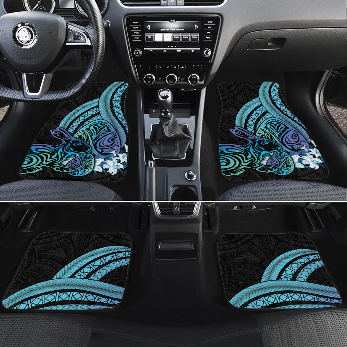 Turquoise Polynesia Easter Day Car Mats Eggs With Bunny Polynesian Pattern LT14 Set 4pcs Turquoise - Polynesian Pride