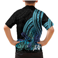 Turquoise Polynesia Easter Day Family Matching Mermaid Dress and Hawaiian Shirt Eggs With Bunny Polynesian Pattern LT14 - Polynesian Pride