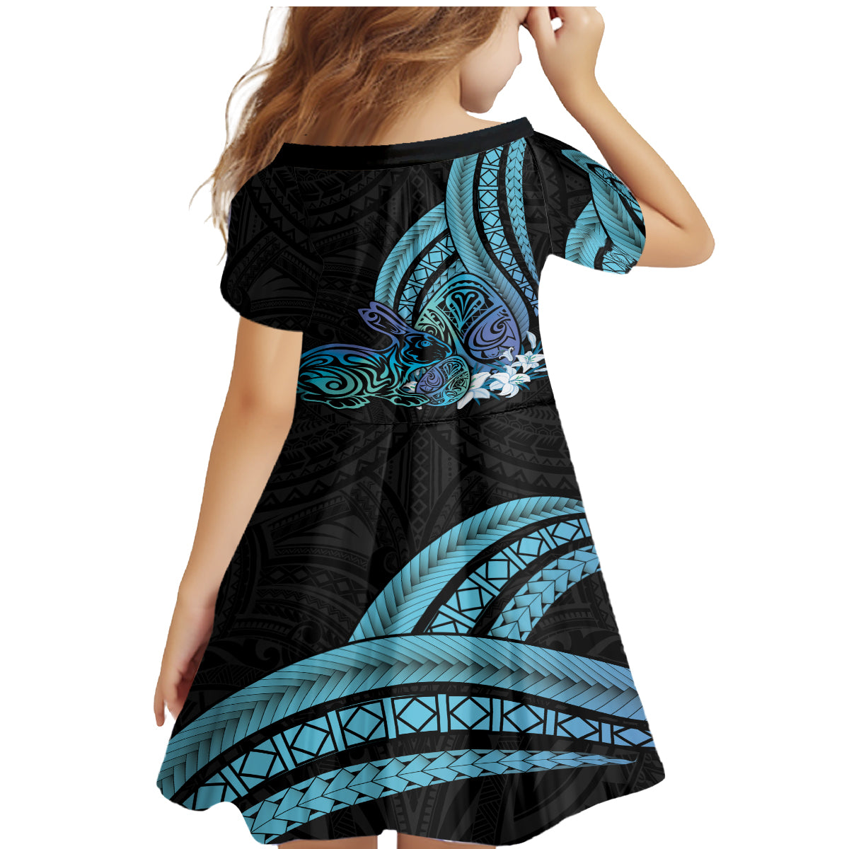 Turquoise Polynesia Easter Day Family Matching Mermaid Dress and Hawaiian Shirt Eggs With Bunny Polynesian Pattern LT14 - Polynesian Pride