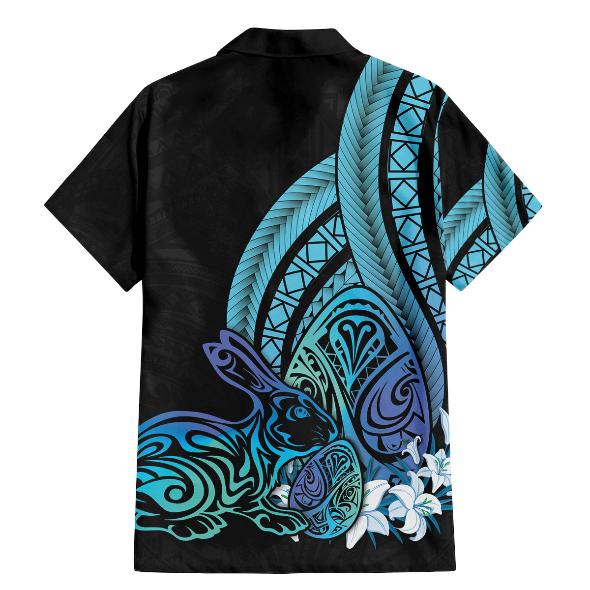 Turquoise Polynesia Easter Day Family Matching Mermaid Dress and Hawaiian Shirt Eggs With Bunny Polynesian Pattern LT14 - Polynesian Pride