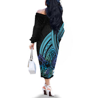 Turquoise Polynesia Easter Day Family Matching Off The Shoulder Long Sleeve Dress and Hawaiian Shirt Eggs With Bunny Polynesian Pattern LT14 - Polynesian Pride