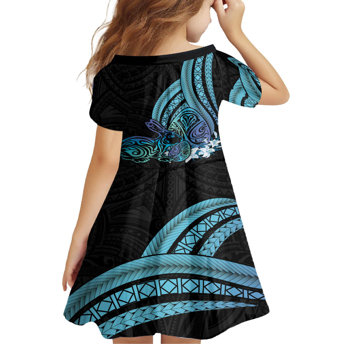 Turquoise Polynesia Easter Day Family Matching Off Shoulder Maxi Dress and Hawaiian Shirt Eggs With Bunny Polynesian Pattern LT14 - Polynesian Pride