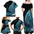 Turquoise Polynesia Easter Day Family Matching Off Shoulder Maxi Dress and Hawaiian Shirt Eggs With Bunny Polynesian Pattern