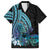 Turquoise Polynesia Easter Day Family Matching Off Shoulder Maxi Dress and Hawaiian Shirt Eggs With Bunny Polynesian Pattern