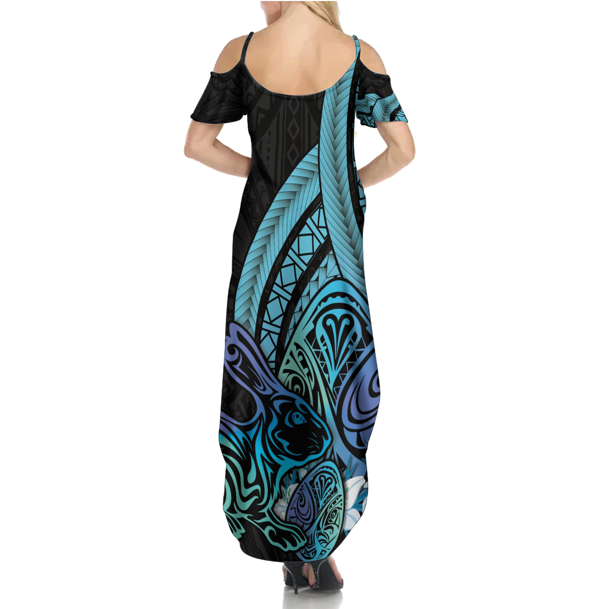 Turquoise Polynesia Easter Day Family Matching Summer Maxi Dress and Hawaiian Shirt Eggs With Bunny Polynesian Pattern LT14 - Polynesian Pride