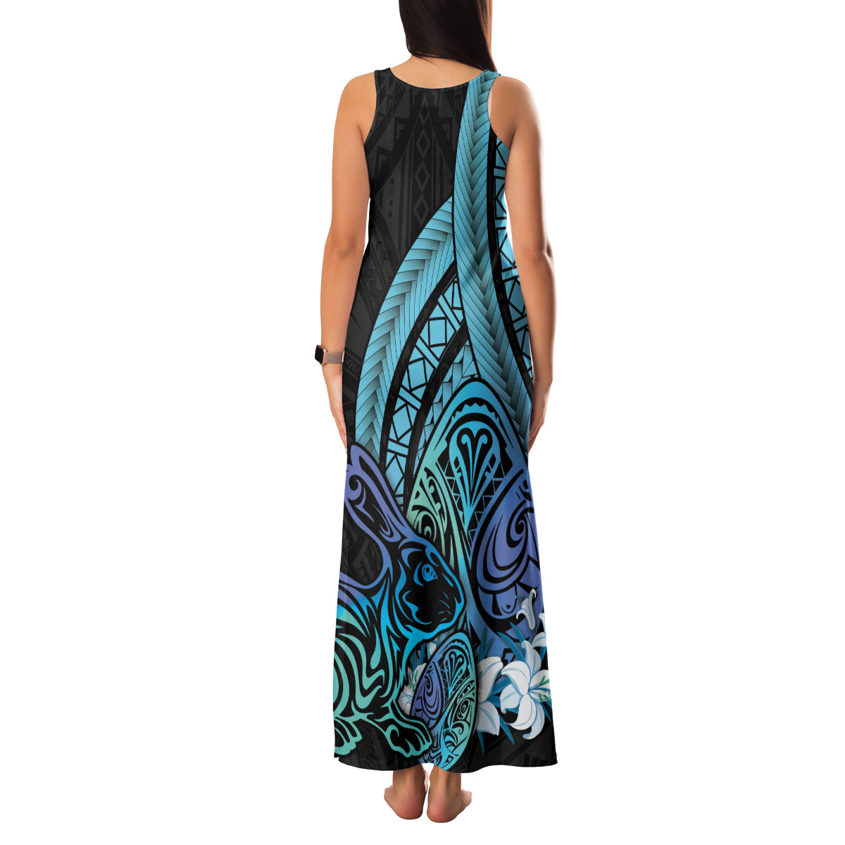 Turquoise Polynesia Easter Day Family Matching Tank Maxi Dress and Hawaiian Shirt Eggs With Bunny Polynesian Pattern LT14 - Polynesian Pride
