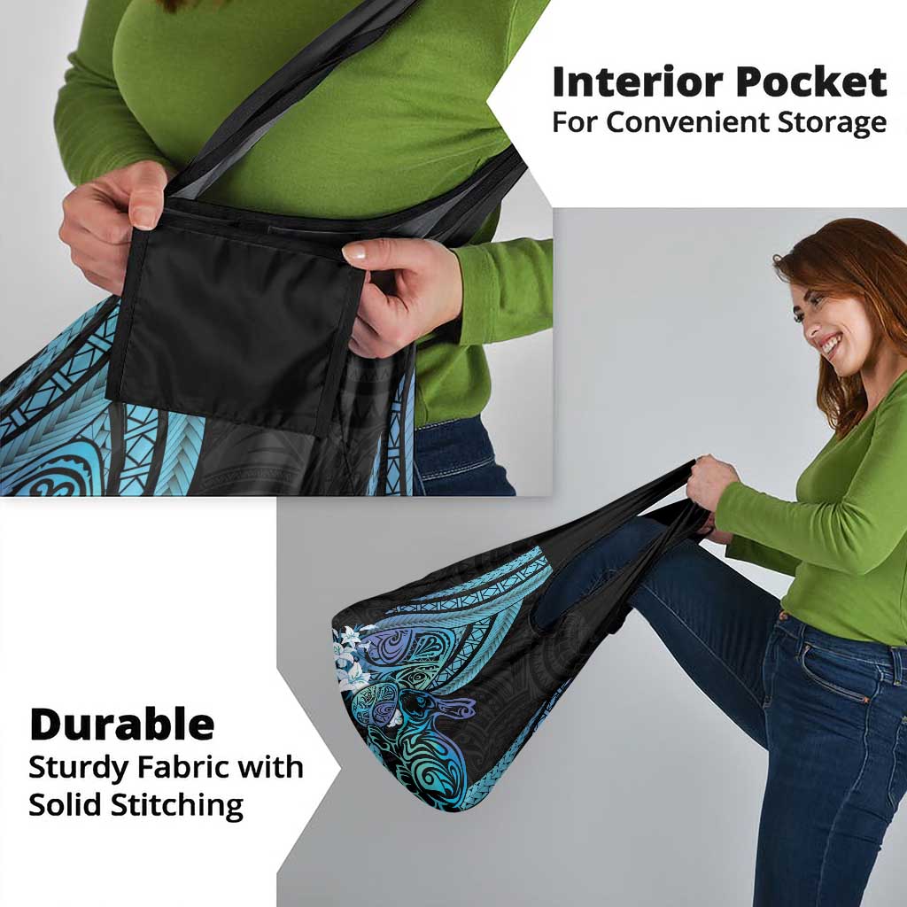 Turquoise Polynesia Easter Day Grocery Bag Eggs With Bunny Polynesian Pattern LT14 - Polynesian Pride