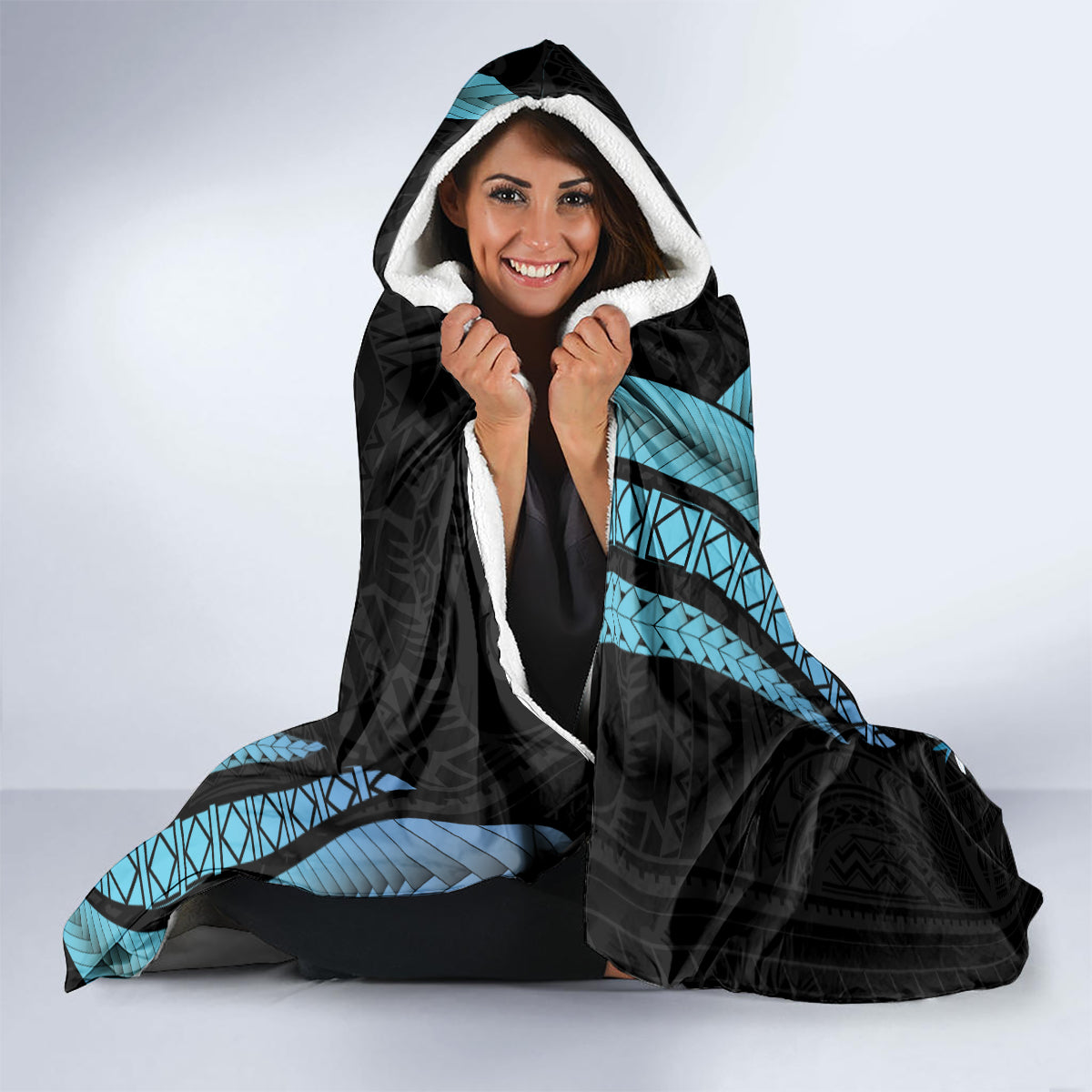 Turquoise Polynesia Easter Day Hooded Blanket Eggs With Bunny Polynesian Pattern LT14 - Polynesian Pride