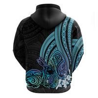 Turquoise Polynesia Easter Day Hoodie Eggs With Bunny Polynesian Pattern LT14 - Polynesian Pride