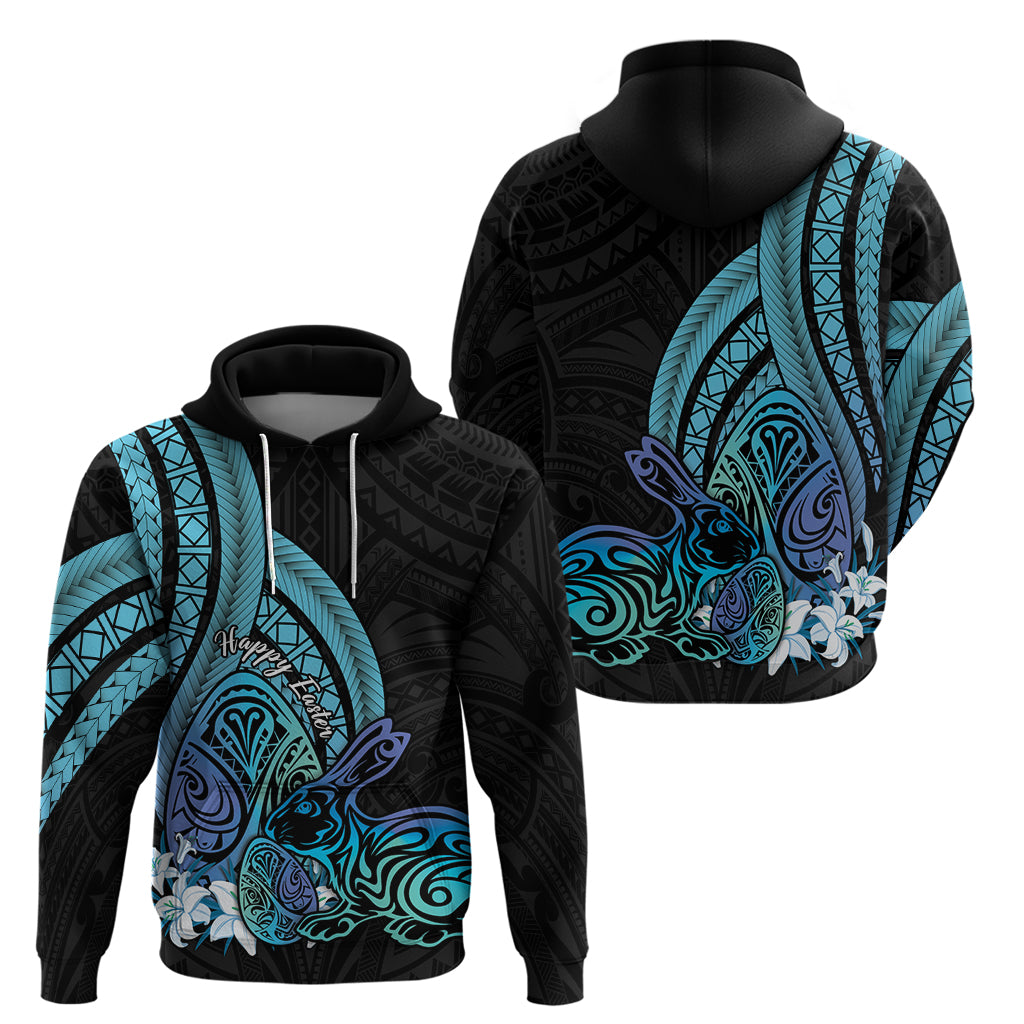 Turquoise Polynesia Easter Day Hoodie Eggs With Bunny Polynesian Pattern LT14 - Polynesian Pride