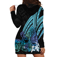 Turquoise Polynesia Easter Day Hoodie Dress Eggs With Bunny Polynesian Pattern LT14 - Polynesian Pride