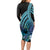 Turquoise Polynesia Easter Day Long Sleeve Bodycon Dress Eggs With Bunny Polynesian Pattern