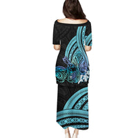 Turquoise Polynesia Easter Day Puletasi Eggs With Bunny Polynesian Pattern LT14 - Polynesian Pride