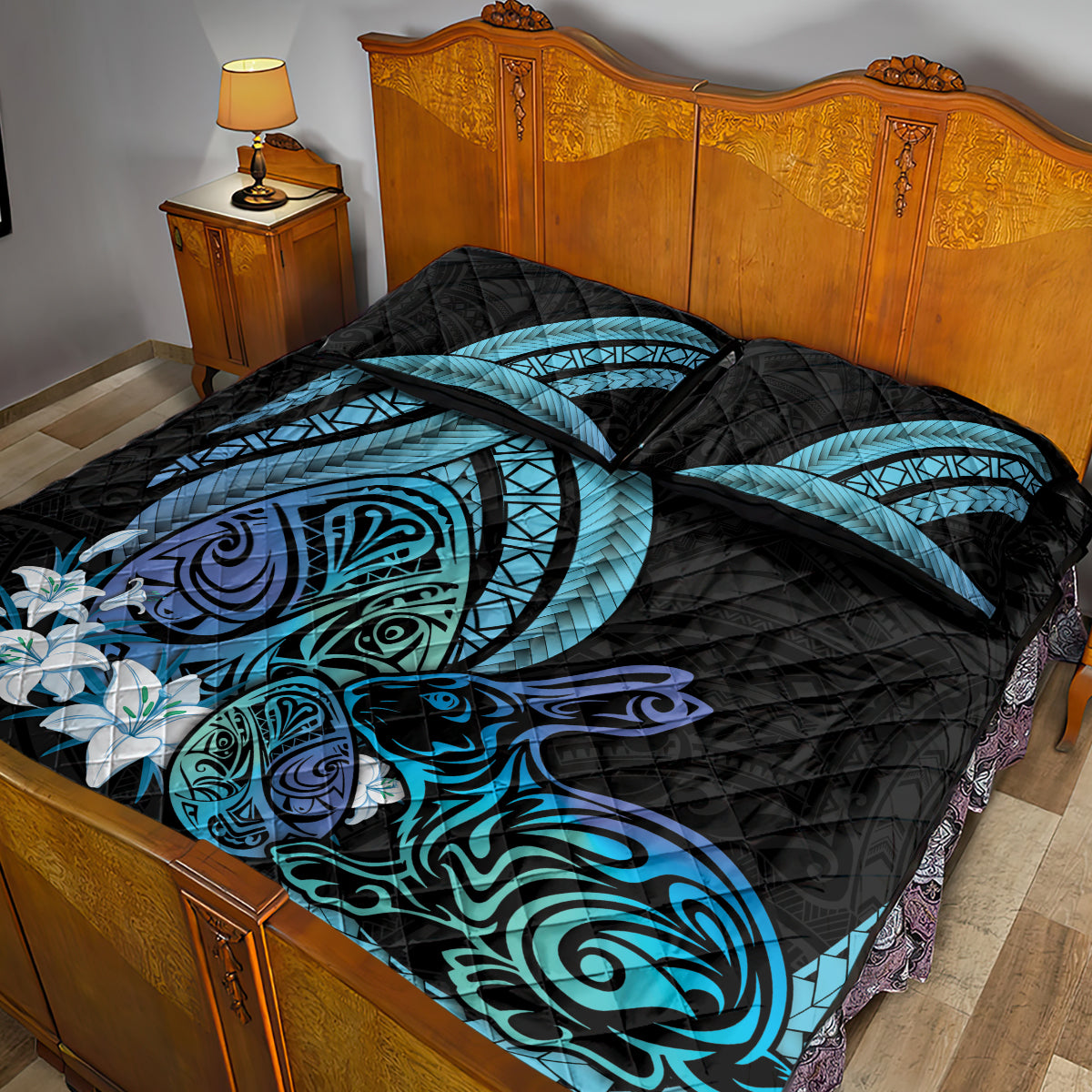 Turquoise Polynesia Easter Day Quilt Bed Set Eggs With Bunny Polynesian Pattern LT14 - Polynesian Pride