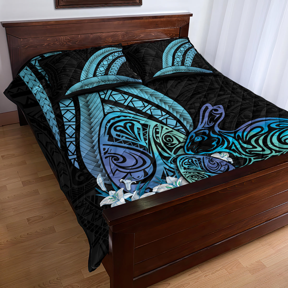 Turquoise Polynesia Easter Day Quilt Bed Set Eggs With Bunny Polynesian Pattern LT14 - Polynesian Pride