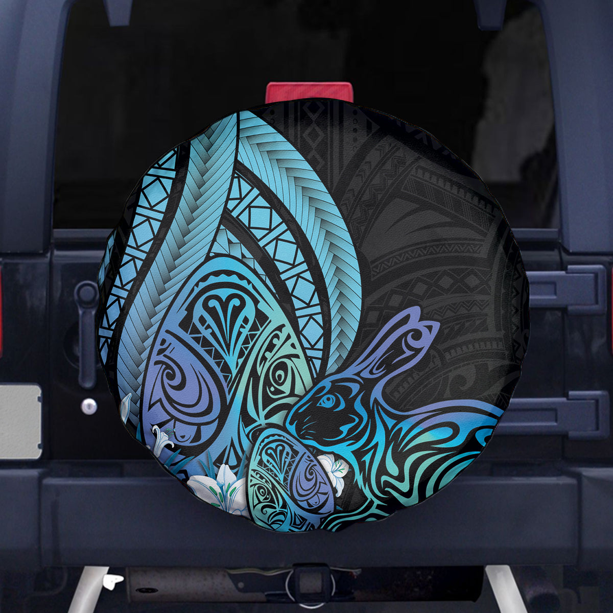 Turquoise Polynesia Easter Day Spare Tire Cover Eggs With Bunny Polynesian Pattern LT14 - Polynesian Pride