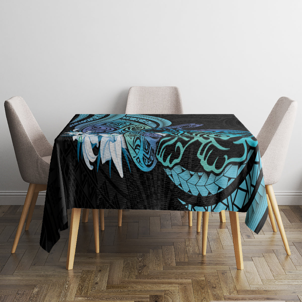 Turquoise Polynesia Easter Day Tablecloth Eggs With Bunny Polynesian Pattern LT14 - Polynesian Pride