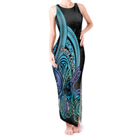 Turquoise Polynesia Easter Day Tank Maxi Dress Eggs With Bunny Polynesian Pattern LT14 Women Turquoise - Polynesian Pride