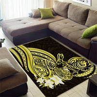 Yellow Polynesia Easter Day Area Rug Eggs With Bunny Polynesian Pattern