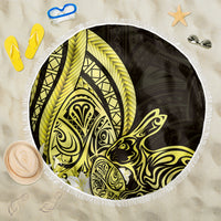 Yellow Polynesia Easter Day Beach Blanket Eggs With Bunny Polynesian Pattern LT14 One Size 150cm Yellow - Polynesian Pride