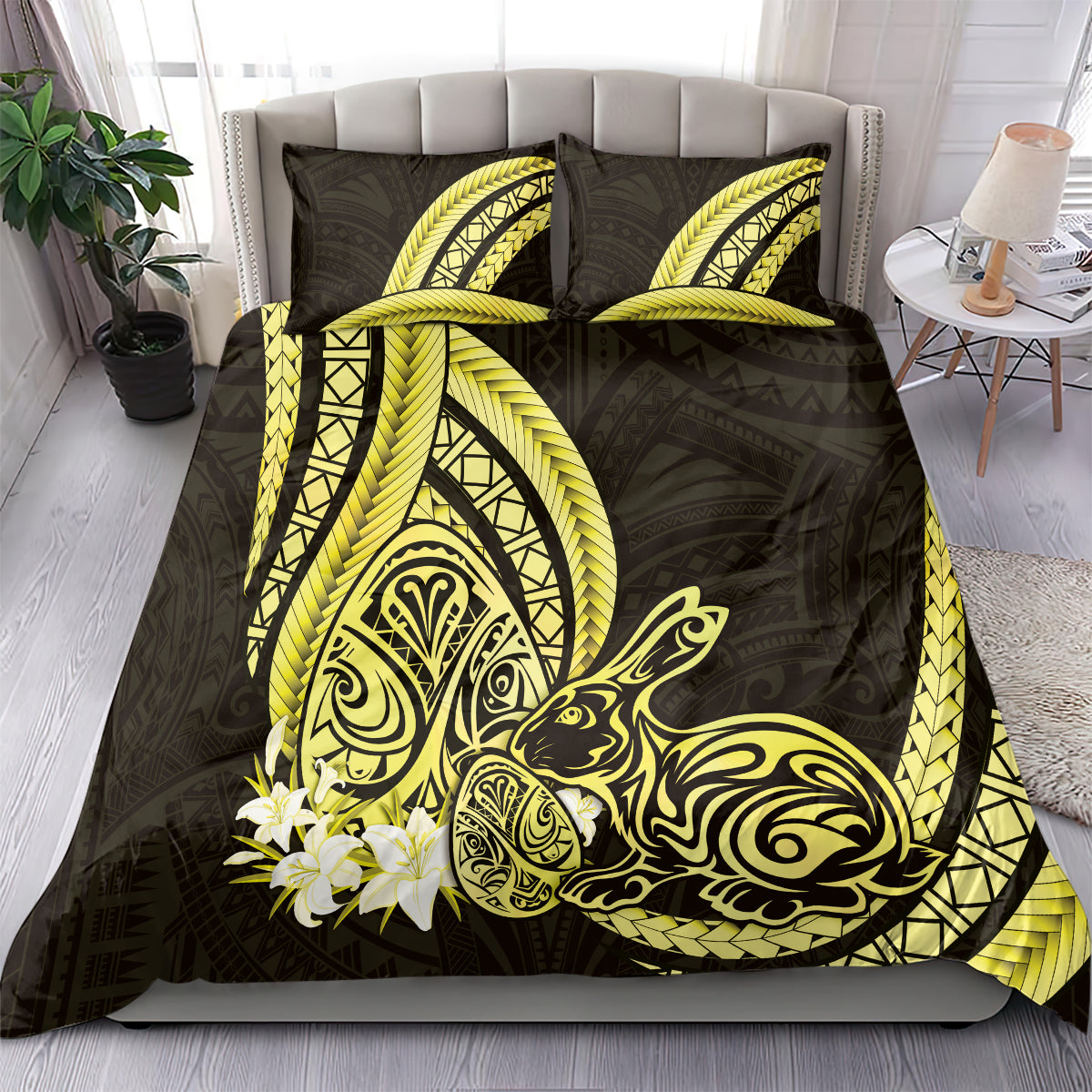Yellow Polynesia Easter Day Bedding Set Eggs With Bunny Polynesian Pattern LT14 - Polynesian Pride
