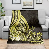 Yellow Polynesia Easter Day Blanket Eggs With Bunny Polynesian Pattern LT14 - Polynesian Pride