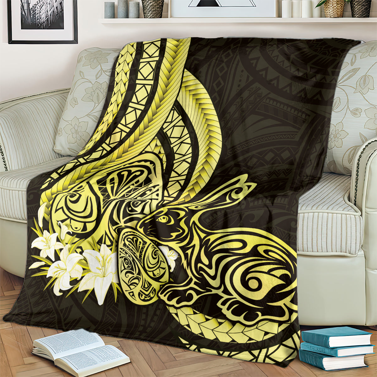 Yellow Polynesia Easter Day Blanket Eggs With Bunny Polynesian Pattern LT14 - Polynesian Pride