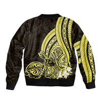Yellow Polynesia Easter Day Bomber Jacket Eggs With Bunny Polynesian Pattern LT14 - Polynesian Pride