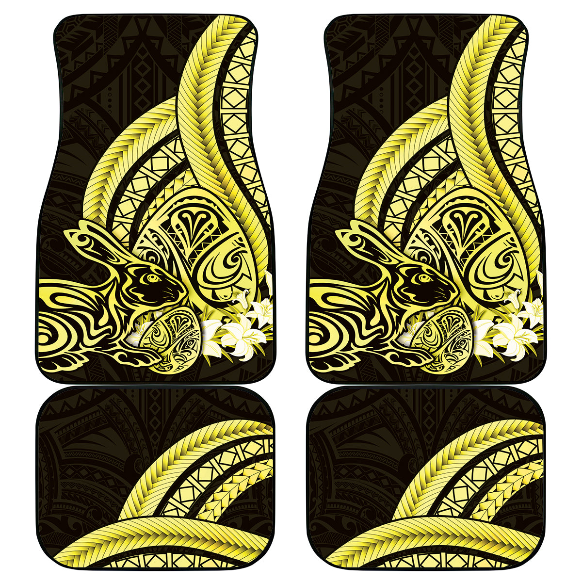 Yellow Polynesia Easter Day Car Mats Eggs With Bunny Polynesian Pattern LT14 - Polynesian Pride