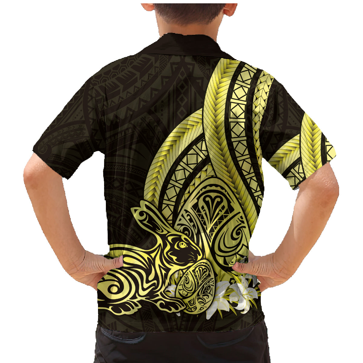 Yellow Polynesia Easter Day Family Matching Mermaid Dress and Hawaiian Shirt Eggs With Bunny Polynesian Pattern LT14 - Polynesian Pride